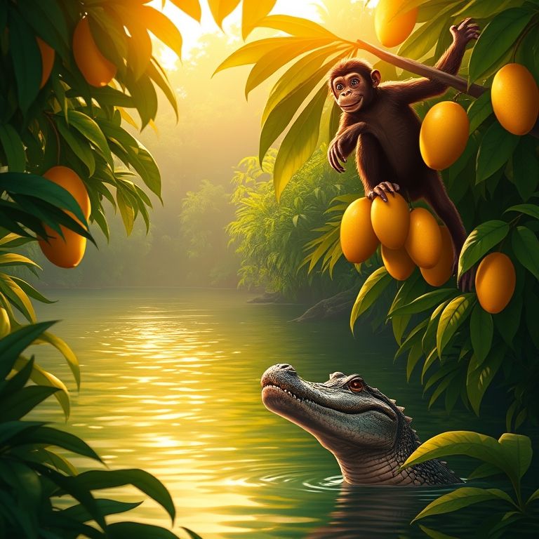 Sure! Here's a short story in English about a clever monkey: --- The Clever Monkey and the Crocodile Once upon a time, in a lush green jungle near a wide river, lived a clever monkey. He spent his days jumping from tree to tree and eating sweet, ripe mangoes from his favorite mango tree, which hung over the river. One day, a crocodile swam by and saw the monkey eating delicious mangoes. The crocodile said, “Oh Monkey! Those mangoes look so juicy. Can you give me one?” The kind monkey threw down a mango. The crocodile tasted it and loved it. From that day, the monkey and the crocodile became good friends. The crocodile took a mango home to his wife. She loved the mango but grew jealous. She said, “If the monkey eats such sweet mangoes every day, imagine how sweet his heart must be! I want to eat the monkey’s heart!” The crocodile was shocked but couldn't refuse his wife. So he went back to the monkey the next day. “Dear Monkey,” he said, pretending to smile, “My wife would love to meet you. Come ride on my back and I’ll take you across the river.” The monkey jumped on. Halfway across, the crocodile said, “I’m sorry, friend. My wife wants to eat your heart.” The clever monkey stayed calm. He said, “Oh no! Why didn’t you tell me earlier? I left my heart in the tree. Let’s go back and I’ll give it to you.” The crocodile turned around, and the monkey quickly climbed up the tree. “You silly crocodile!” the monkey laughed. “Who keeps their heart outside their body?” The crocodile realized he had been tricked, and the monkey was safe again. --- Moral: Always stay calm and use your cleverness in times of trouble. --- Would you like this story in Urdu as well?